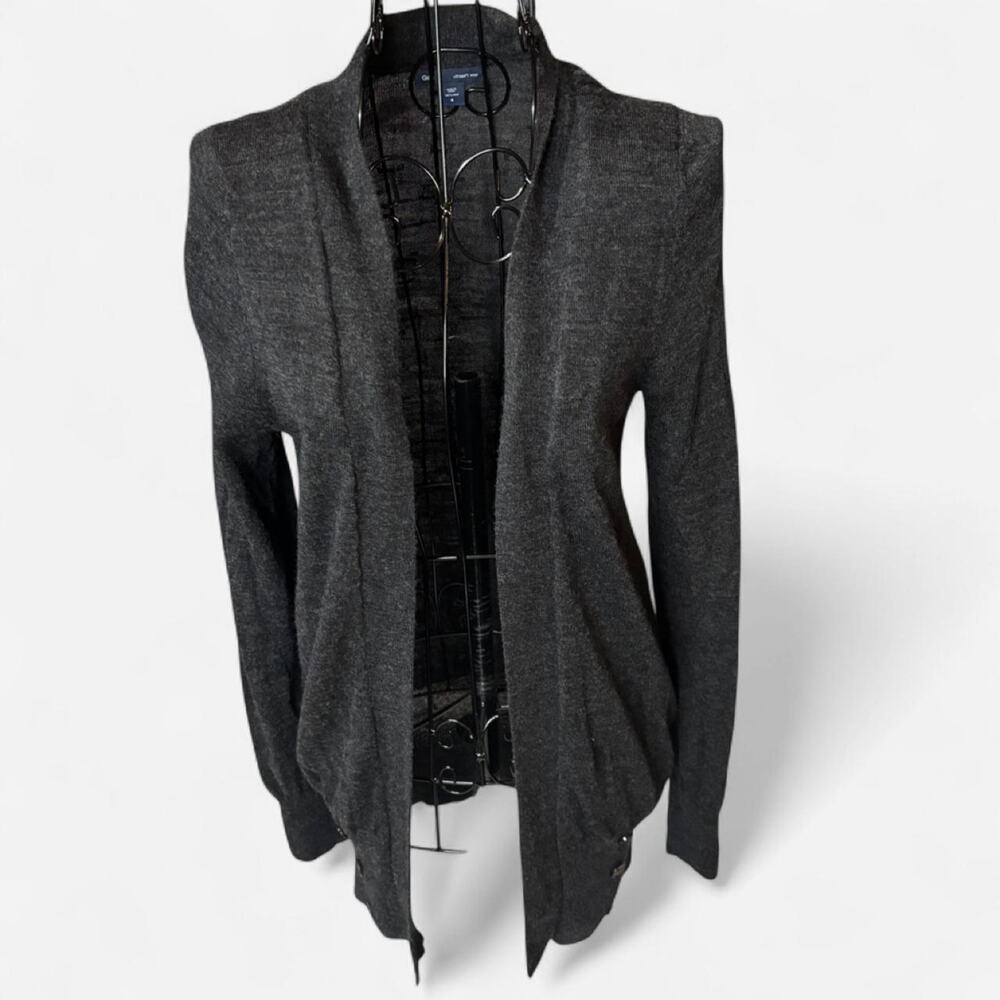 Gap Ultrasoft Wool Open Front Cardigan Sweater Charcoal Gray 100% Wool Size S